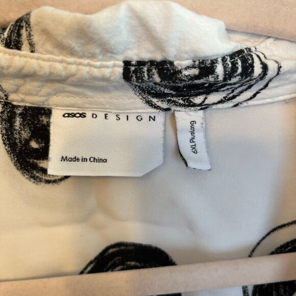 Big tall Men’s ASOS size 6XL  white with black circle swirls. Casual long sleeve - Picture 1 of 4